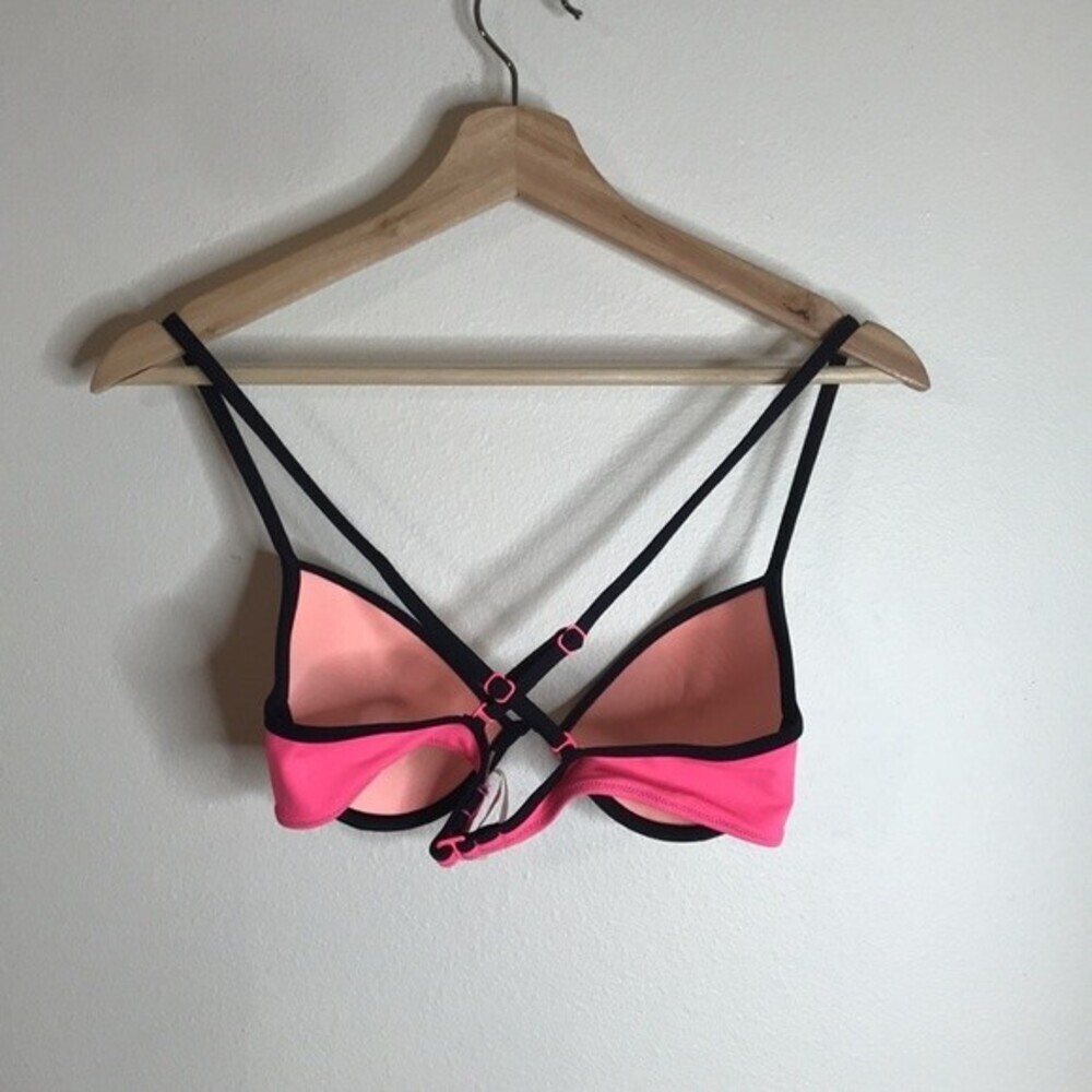 Victoria's Secret Women's The Fabulous Push Up bikini top Pink  Black Trim 34B - Picture 4 of 8